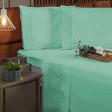 Jogo De Cama Queen 4 Peças Verde Água Algodão 200 Fios