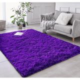 Tapete Sala Felpudo Peludo 50 X 100 Cm Cor:roxo