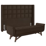 Cabeceira Cama Box Casal 140cm Pisa E Recamier Neville P02 Sintético Marrom - Mpozenato