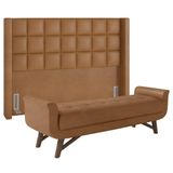 Cabeceira Cama Box Queen 160cm Pisa E Recamier Neville P02 Sintético Caramelo - Mpozenato