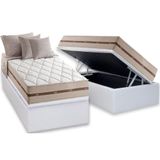 Cama Box Baú Solteiro: Colchão Molas Anjos Classic + Base Crc Courano White(88x188)