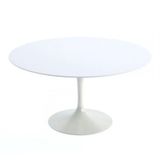 Mesa De Jantar Tulipa Saarinen Redonda 120 Cm Tampo Laca + Vidro Branca Base Branca Cor Branco