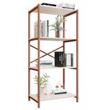 Estante Livreiro Steel 76cm Estilo Industrial Com Pés Em Aço Cobre/off White Cobre/off White