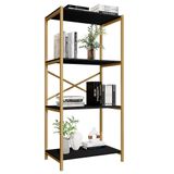 Estante Livreiro Steel 76cm Estilo Industrial Com Pés Em Aço Dourado/preto Dourado/preto