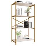 Estante Livreiro Steel 90cm Estilo Industrial Com Pés Em Aço Dourado/off White Dourado/off White