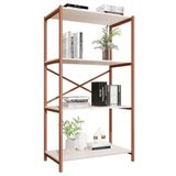 Estante Livreiro Steel 90cm Estilo Industrial Com Pés Em Aço Cobre/off White Cobre/off White