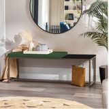 Banco Recamier Puff 195cm Industrial Marrom Suede Verde Tampo Quadrado Preto