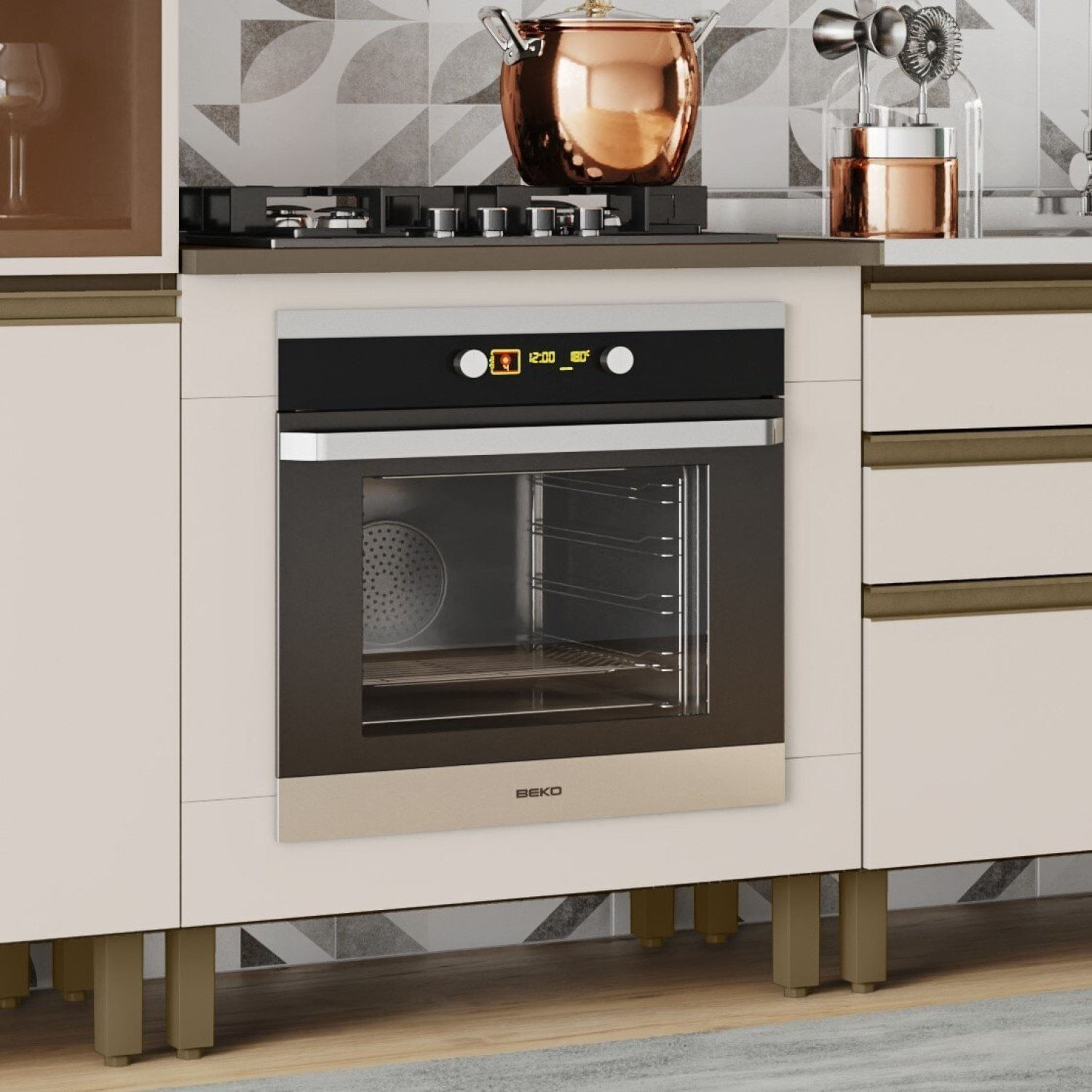 Balcão Forno De Embutir Com Tampo Cooktop 100% Mdf Aurora Espresso Móveis Duna/cristal