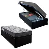 Cama Box Baú Solteiro Sintético + Colchão De Espuma D33 - Sereneprime - 88cm Cor:preto