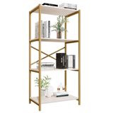 Estante Livreiro Steel 76cm Estilo Industrial Com Pés Em Aço Dourado/off White Dourado/off White