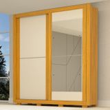 Guarda Roupa Casal 2 Portas De Correr Com Espelhos Flex Color 100% Mdf Antúrio Espresso Móveis Nature/off White