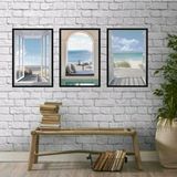 Kit 3 Quadros Decorativos Praia 24x18cm - Vidro