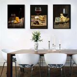 Kit 3 Quadros Decorativos Vinho 33x24cm - Com Vidro