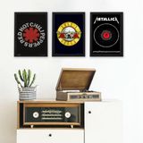 Kit 3 Quadros Decorativos Rock 45x34cm - Moldura Preta