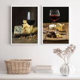Quadros Rústicos Queijos E Vinhos 45x34cm - Vidro