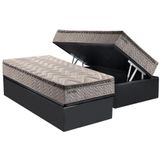 Cama Box Baú Solteiro: Colchão Molas Ensacadas Paropas Esplêndido Bordô + Base Crc Suede Gray