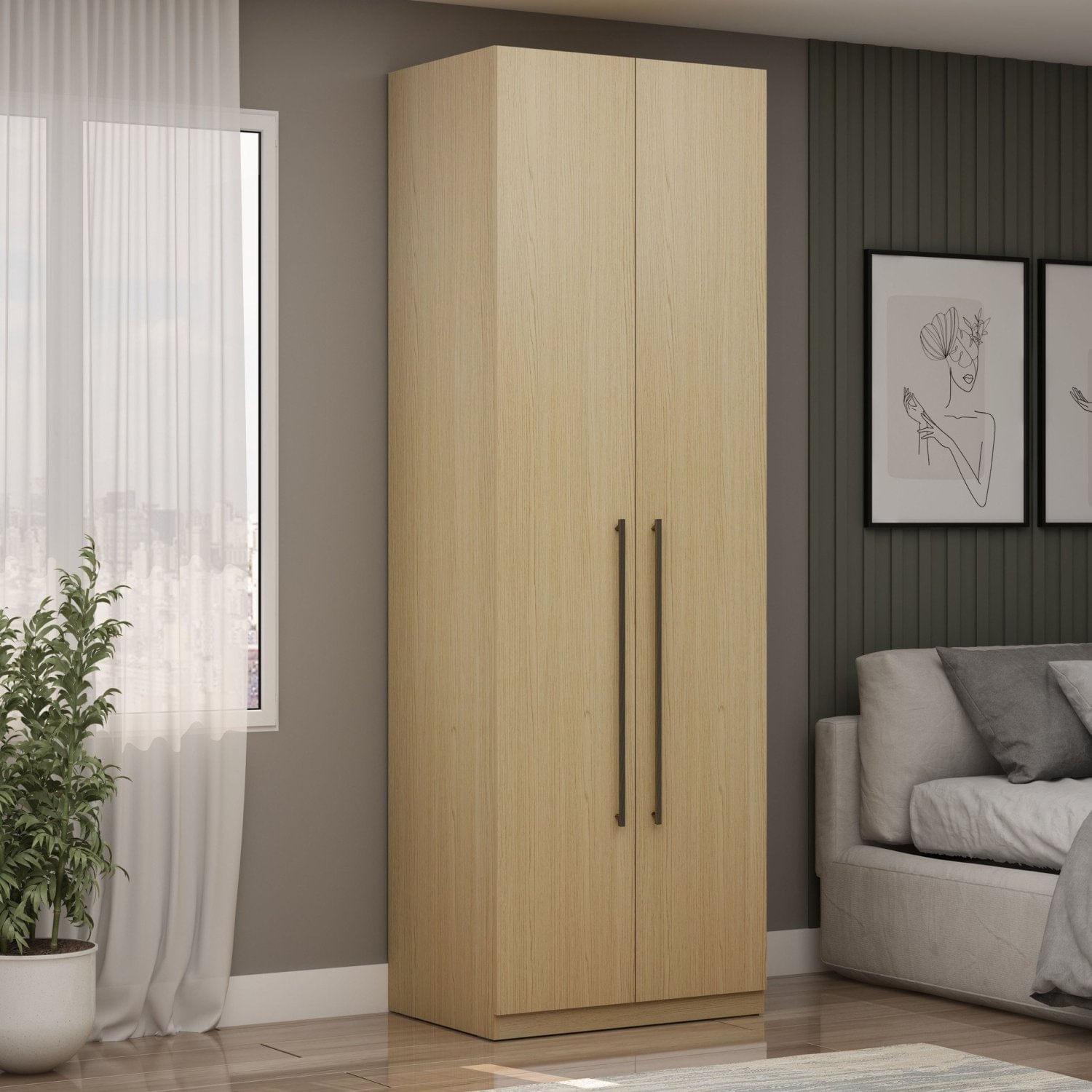 Guarda-roupa Modulado 2 Portas Com Cabideiro 100% Mdf Infinity Savana