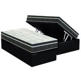 Cama Box Baú Solteiro: Colchão Molas Bonnel Orthoflex Venezia + Base Crc Suede Black(88x188)