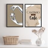 Quadros Cantinho Café 33x24cm Kit 2 | Moldura Preta | Decoração