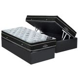 Cama Box Baú Solteiro: Colchão Molas Bonnel Ortobom Nanolastic Exclusive + Base Crc Suede Black