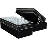 Cama Box Baú Solteiro: Colchão Molas Bonnel Ortobom Nanolastic Exclusive + Base Crc Suede Black