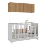 Berço 3 Em 1 Com Colchão E Armário Aéreo 4 Portas Mp4149 Branco-rustic Branco-rustic