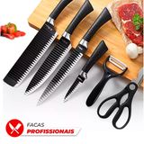 Kit Facas 6 Pcs Churrasco Pretas - Antiaderente, Ergonômicas