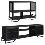Rack 180 Cm 2 Pt Aparador 130 Cm Industrial 27x21 Preto Pp Preto