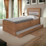 Cama Baú Larissa Solteiro Naturale E Off Com Auxiliar E 02 Colchões Framar