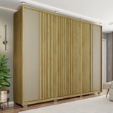 Guarda Roupa Casal Decorativo Nash 6 Portas Sem Espelho E 4 Gavetas Ripado Mdf/mdp Buriti/fendi G11 - Gran Belo