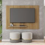 Painel Decorativo Dorne Mdf/mdp Ripado Para Tv 70 Pol. Buriti/fendi G11 - Gran Belo