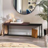 Banco Recamier Puff 140cm Industrial Preto Suede Marrom Tampo Quadrado Mdf Preto