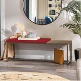 Banco Recamier Puff London 160cm Industrial Marrom Sintético Vermelho Tampo Quadrado Mdf Caramelo