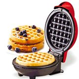 Máquina De Waffle Mini Grill Antiaderente Vermelho 110v