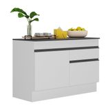 Balcão Cozinha Gabinete Pia 120 Cm 2 Rtas Branco/preto