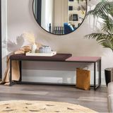 Banco Recamier Puff London 160cm Industrial Preto Sintético Marrom Tampo Quadrado Mdf Rose