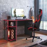 Mesa P/ Escritorio E Gamer Preto Fosco/vermelho