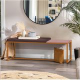 Banco Recamier Puff London 160cm Industrial Bronze Sintético Marrom Tampo Quadrado Mdf Rose