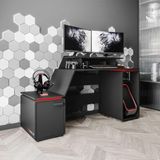 Mesa Gamer E Escritorio Space Two - Preto/logo Vermelho