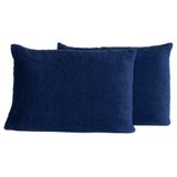 Par De Fronhas Em Sherpa Colorida 70cm X 50cm - Lã De Carneiro Cor Azul Marinho