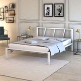 Cama Casal Em Aço Villa Super Resistente Estilo Industrial Branco