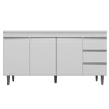 Balcão De Pia Cozinha 3 Portas 150 Cm Branco S/tampo