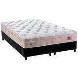Cama Box King: Colchão Molas Plumatex Ensacadas Miami + Base Crc Suede Black(193x203)
