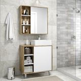 Gabinete Banheiro Com Cuba 80cm Carvalho Cartagena/branco