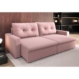 Sofá Deep Retrátil 3 Lugares Suede Rosa Claro 180cm Rosa