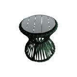 Mesa De Centro Sol Em Corda Náutica E Base Em Alumínio Cinza 70cm Verde Musgo - Cor: Verde