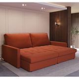 Sofá-cama Valência Retrátil 4 Lugares Suede Terracota 214cm Marrom