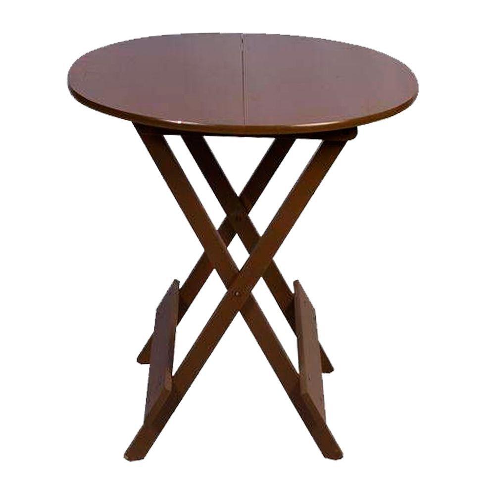 Mesa Para Bar E Café Dobravel De Madeira 60 Redonda - Imbuia - Marrom