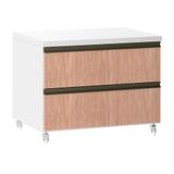 Mesa De Cabeceira 2 Gavetas 60,5cm Branco C/cumaru
