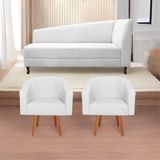 Kit Diva Recamier Heitor 160cm Lado Esquerdo E 02 Poltronas Luiza Suede - Amarena Móveis Branco